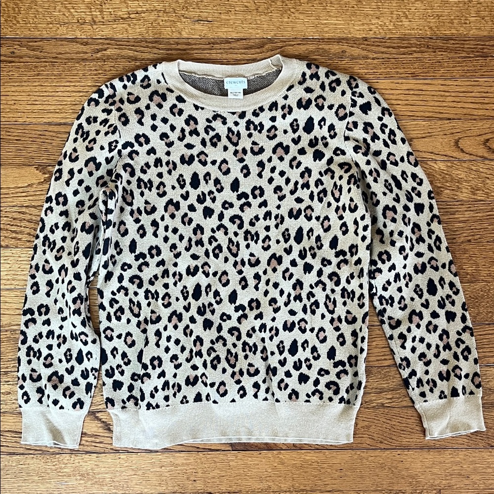 Jcrew Crewcuts Girls Leopard Print Sweater Size XL 12-14 Preowned